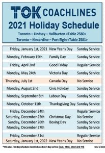 2021 Holiday Schedule graphic