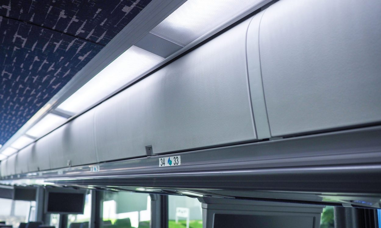 Overhead storage compartments on TOK Highway Coach