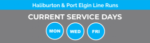 Haliburton & Port Elgin Line Runs Current Service Days Mon Wed Fri